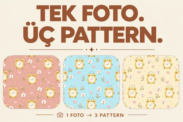 Yapay zekâ ile tek bir saat fotoğrafından oluşturulan üç farklı pattern tasarımı